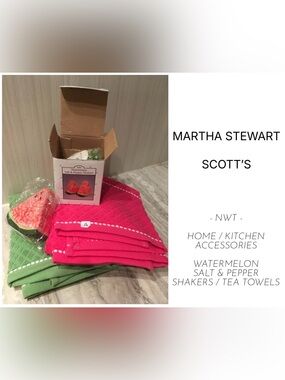 HOME / KITCHEN ACCESSORIES - NEW - WATERMELON SALT & PEPPER SHAKERS /HAND TOWELS